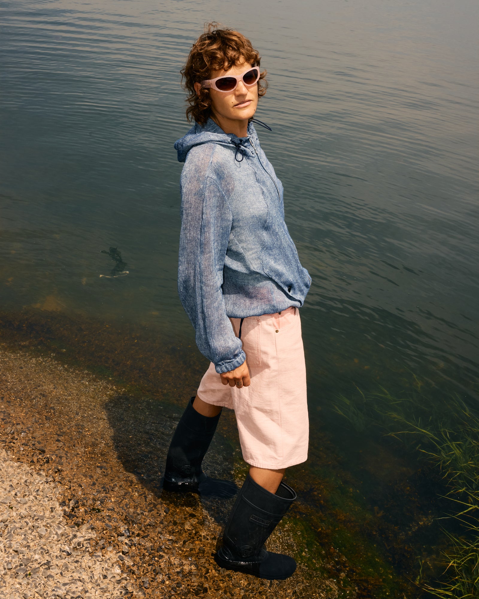 Linen Mesh Windbreaker, Deep Blue
