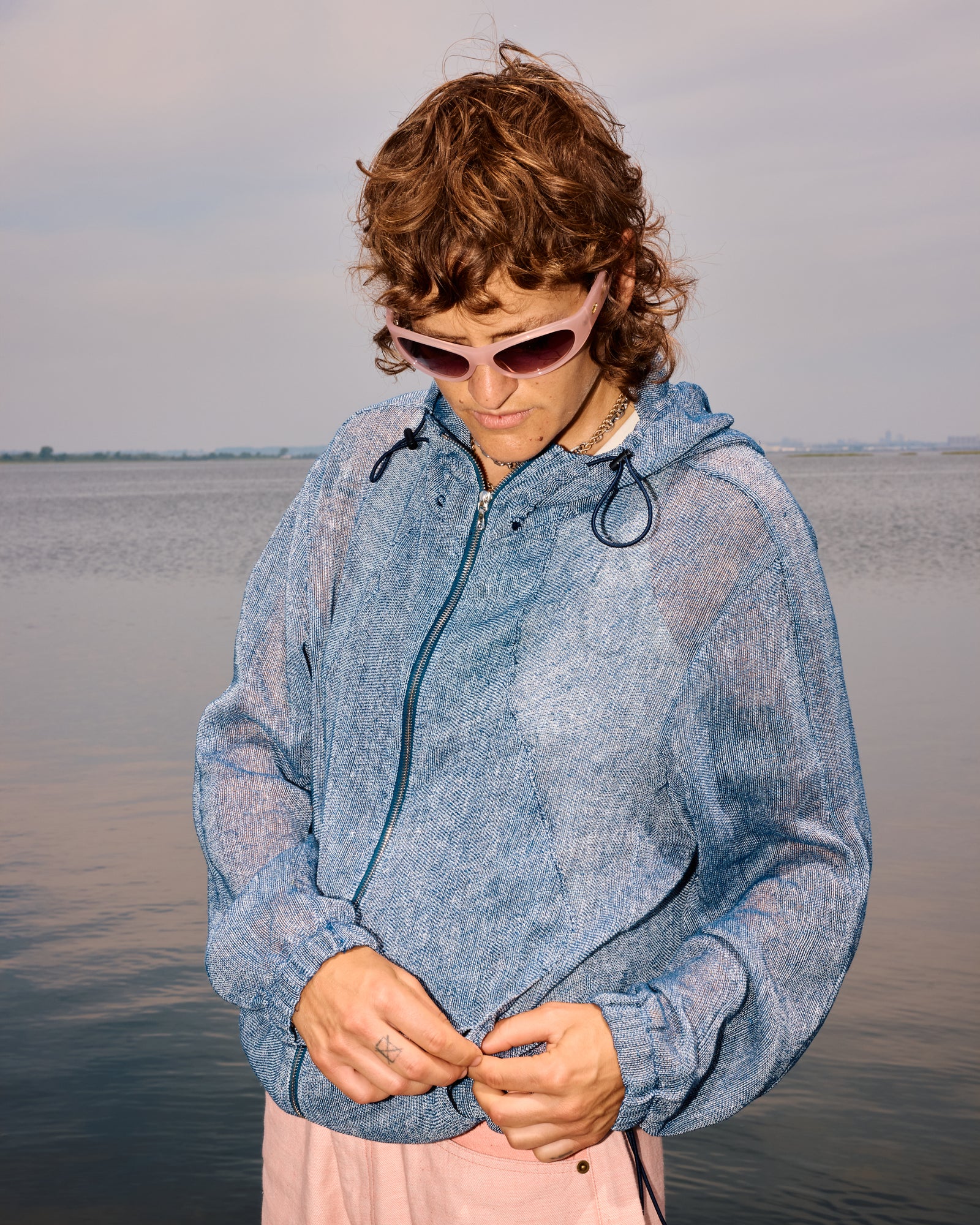 Linen Mesh Windbreaker, Deep Blue