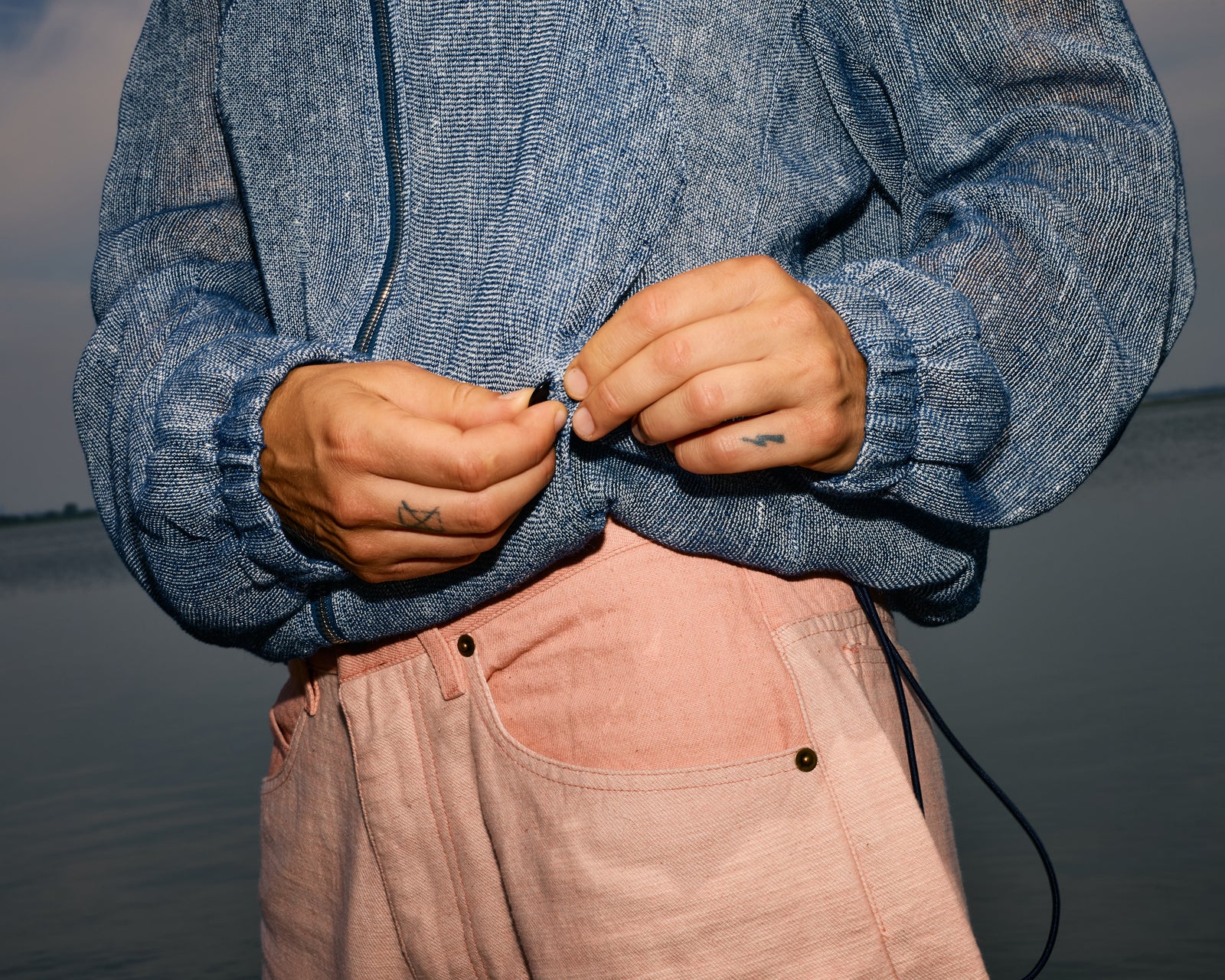 Linen Mesh Windbreaker, Deep Blue
