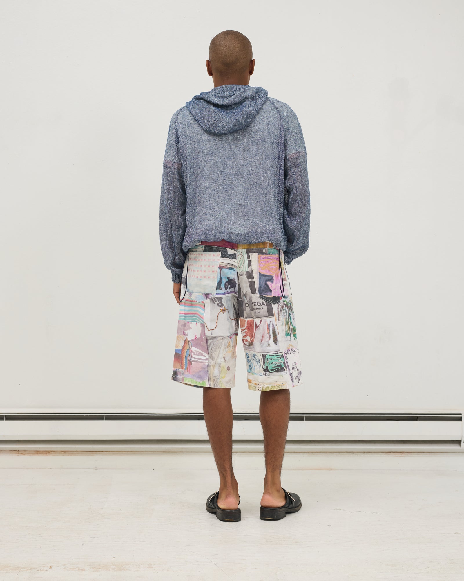 Baggy Jean Cut Short: Juan Collage Print