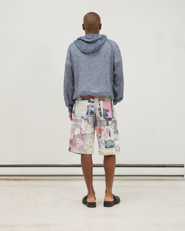 Baggy Jean Cut Short: Juan Collage Print
