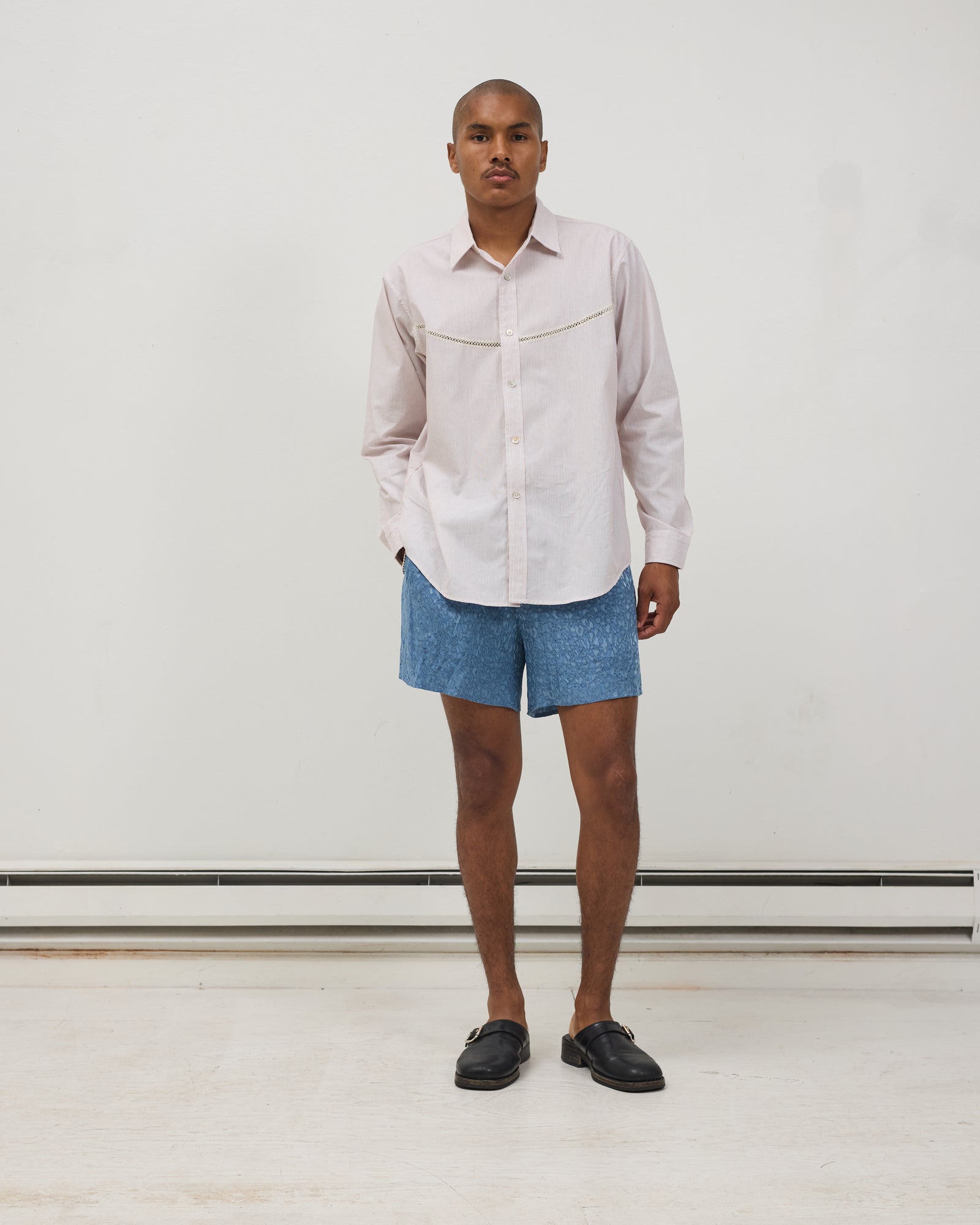 Crochet Vent Dress Shirt: Maroon Stripe Poplin