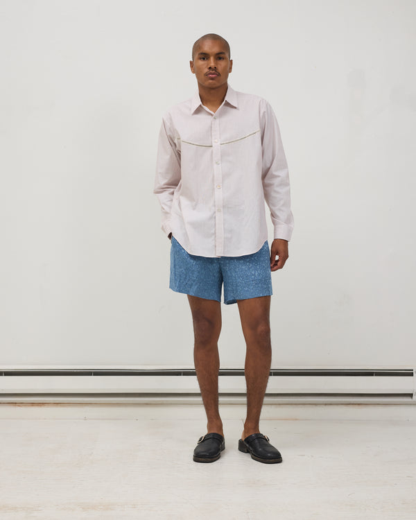 Crochet Vent Dress Shirt: Maroon Stripe Poplin
