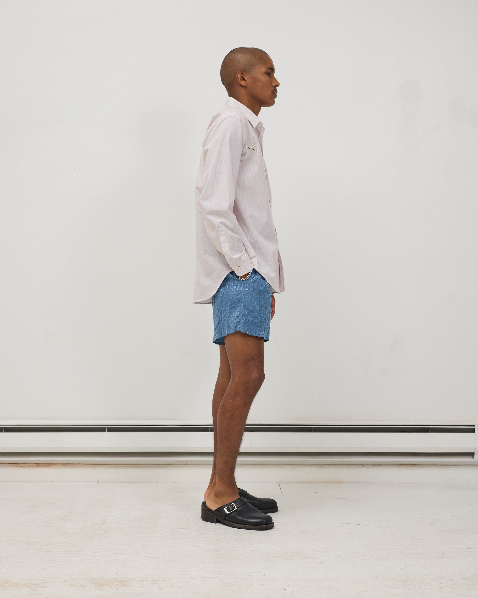 Crochet Vent Dress Shirt: Maroon Stripe Poplin