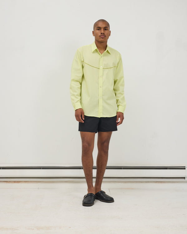 Crochet Vent Dress Shirt: Lime Stripe