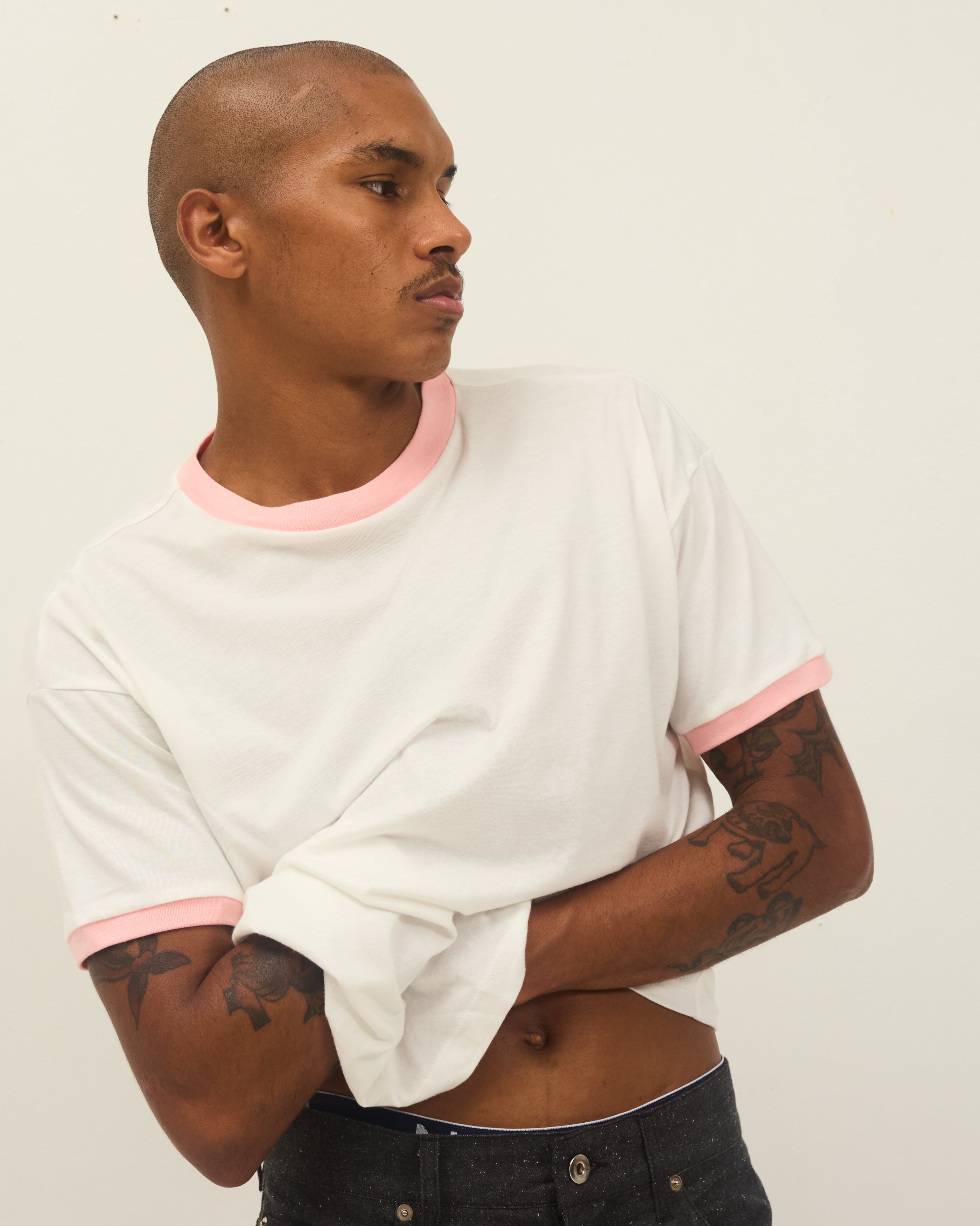 S/S T-shirt: Ringer Tee Pink – Small Talk Studio