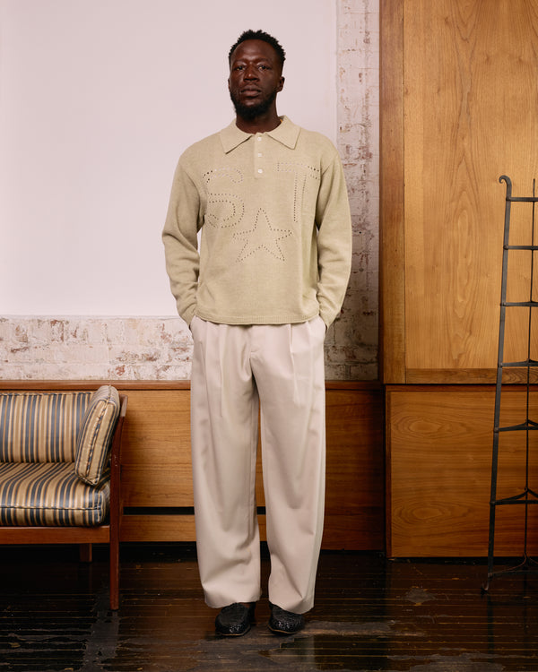 ST Star Pointelle Knit Polo: Lichen