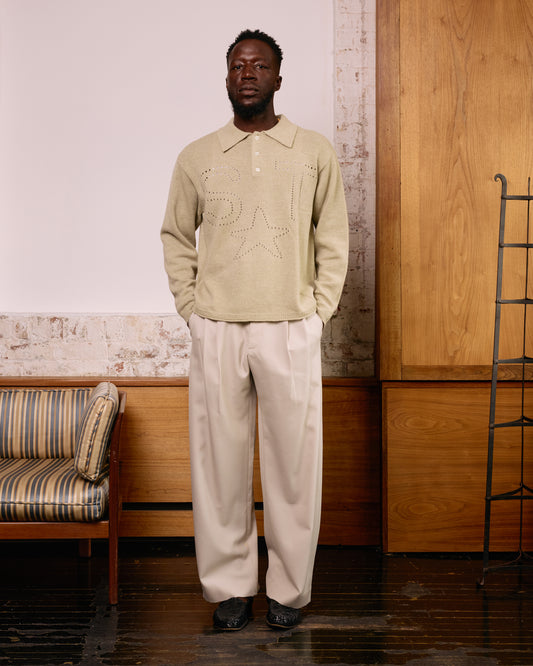 ST Star Pointelle Knit Polo: Lichen