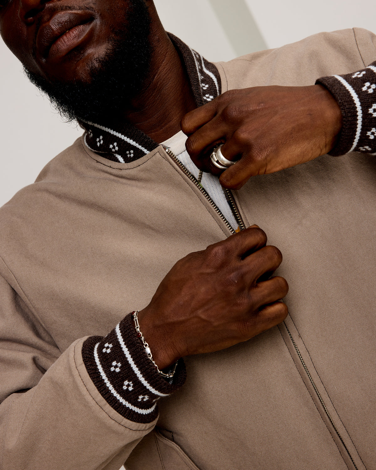 Reversible Bomber: Taupe Washed Canvas