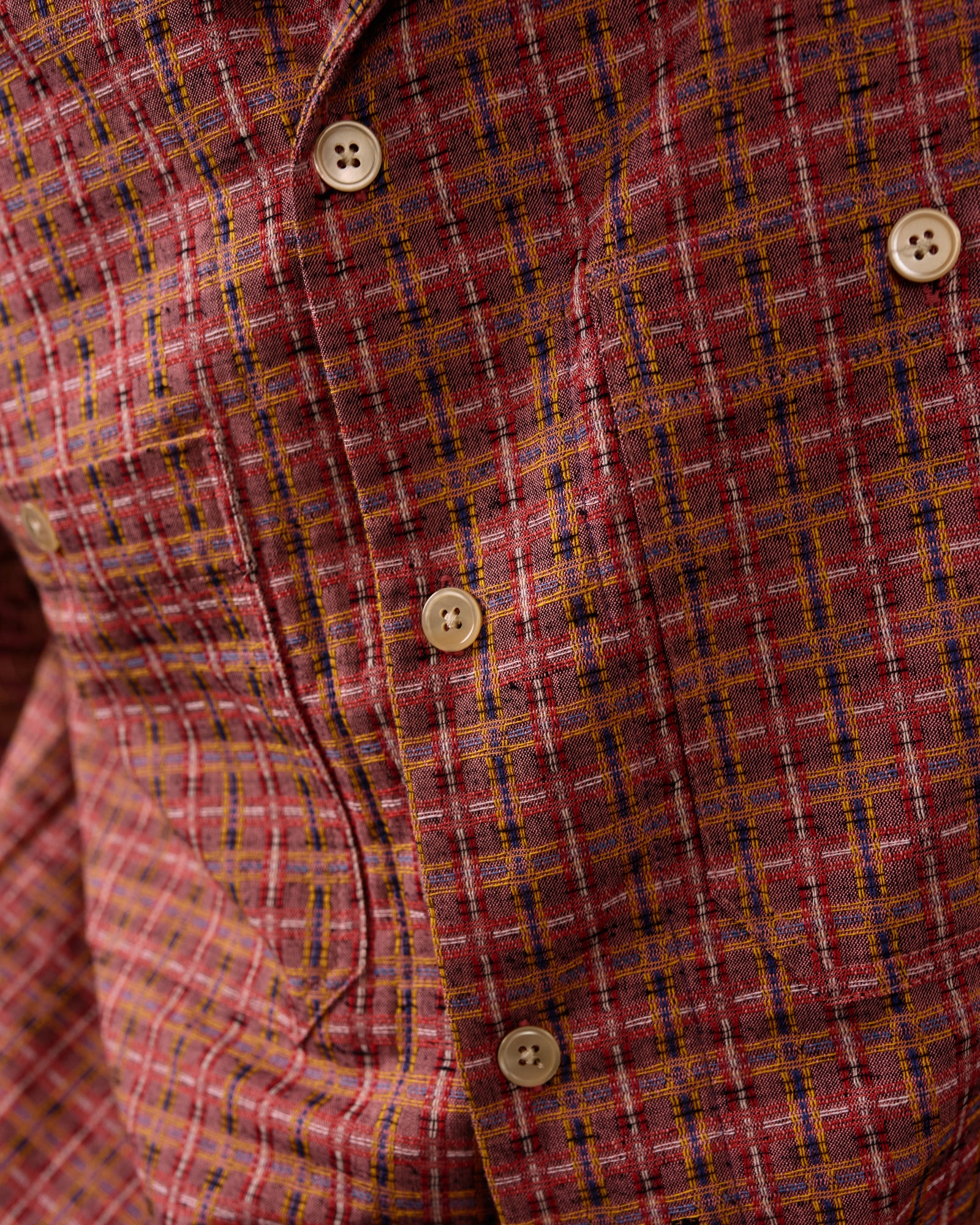 Raw Hem Overshirt: Pink Stitched Plaid