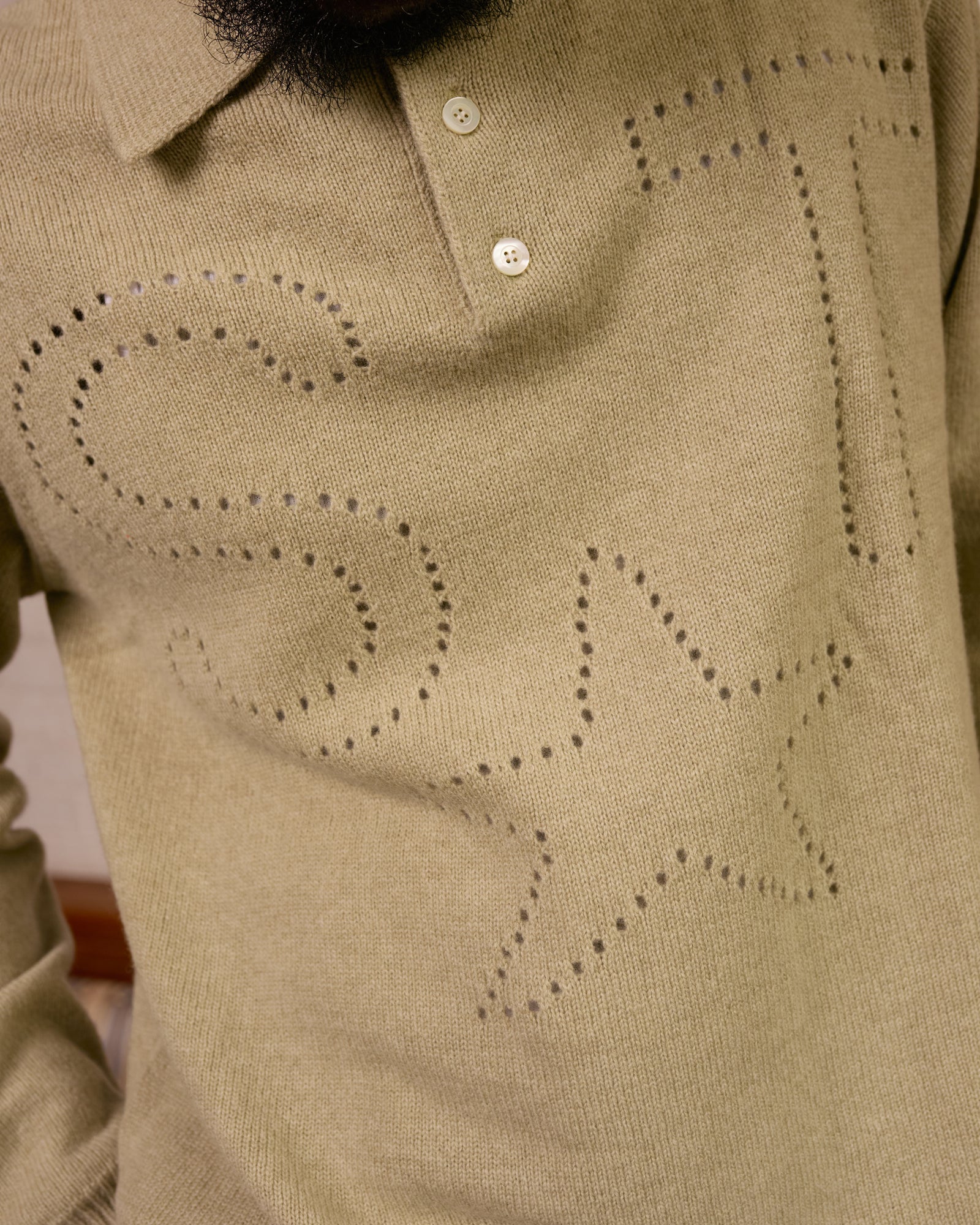 ST Star Pointelle Knit Polo: Lichen