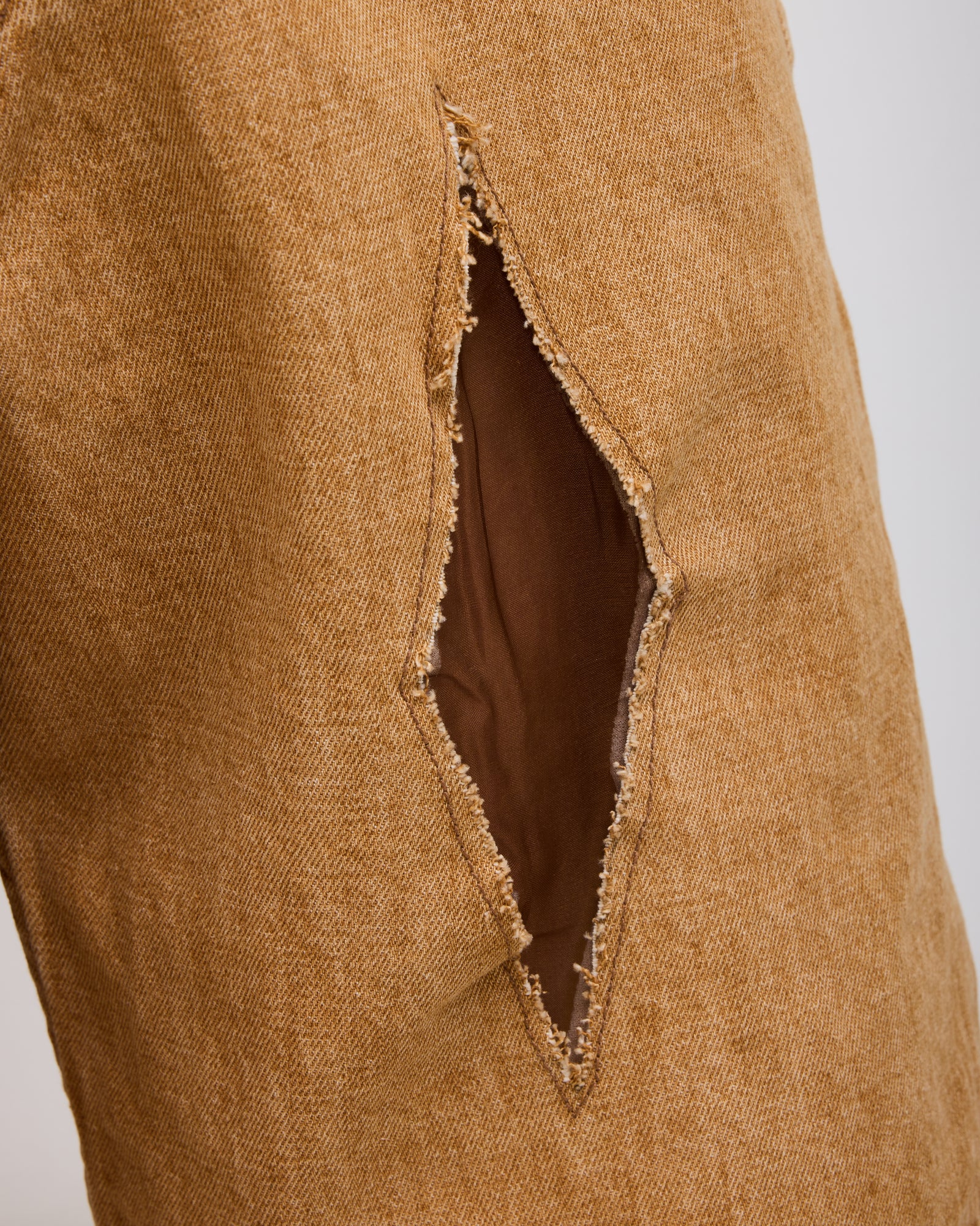 Baggy Jean Cut Short: Diamond Cutout Quicksand Selvedge Denim