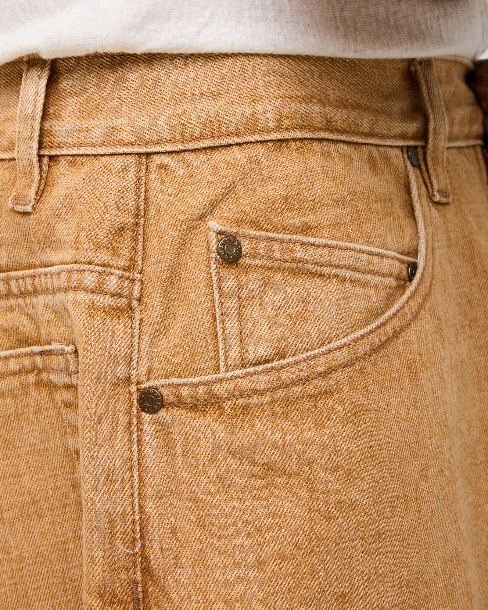 Baggy Jean Cut Short: Diamond Cutout Quicksand Selvedge Denim