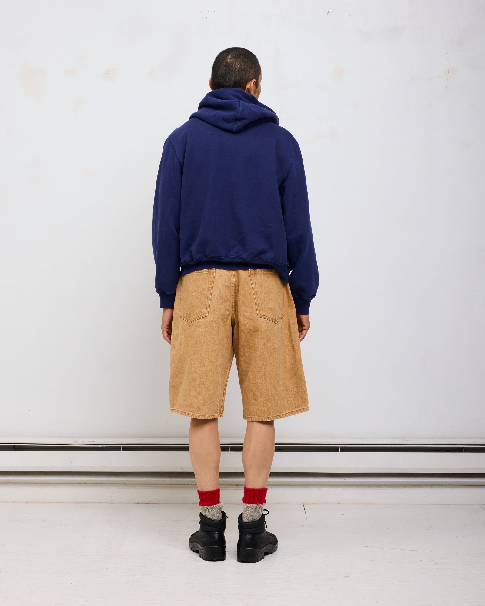 Baggy Jean Cut Short: Diamond Cutout Quicksand Selvedge Denim