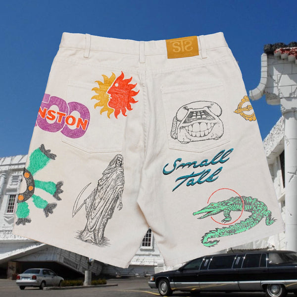 Custom off-white hand drawn shorts