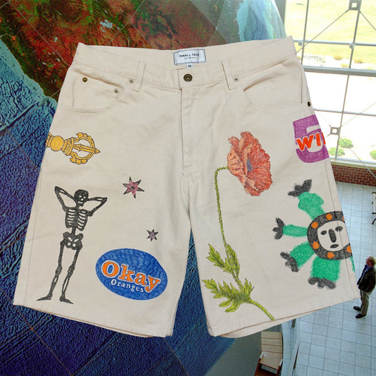 Custom off-white hand drawn shorts