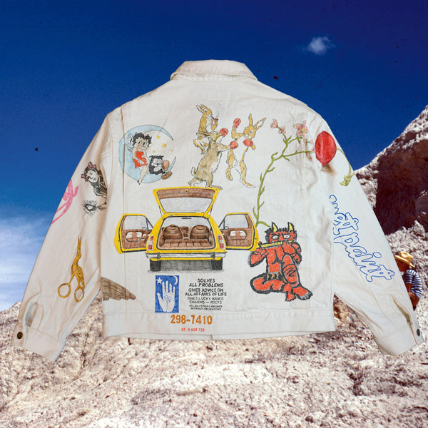 Custom off-white hand-drawn trucker jacket