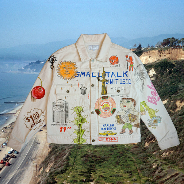 Custom off-white hand-drawn trucker jacket