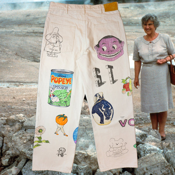 Custom off-white hand-drawn pants