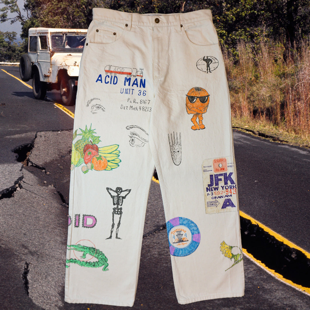 Custom off-white hand-drawn pants