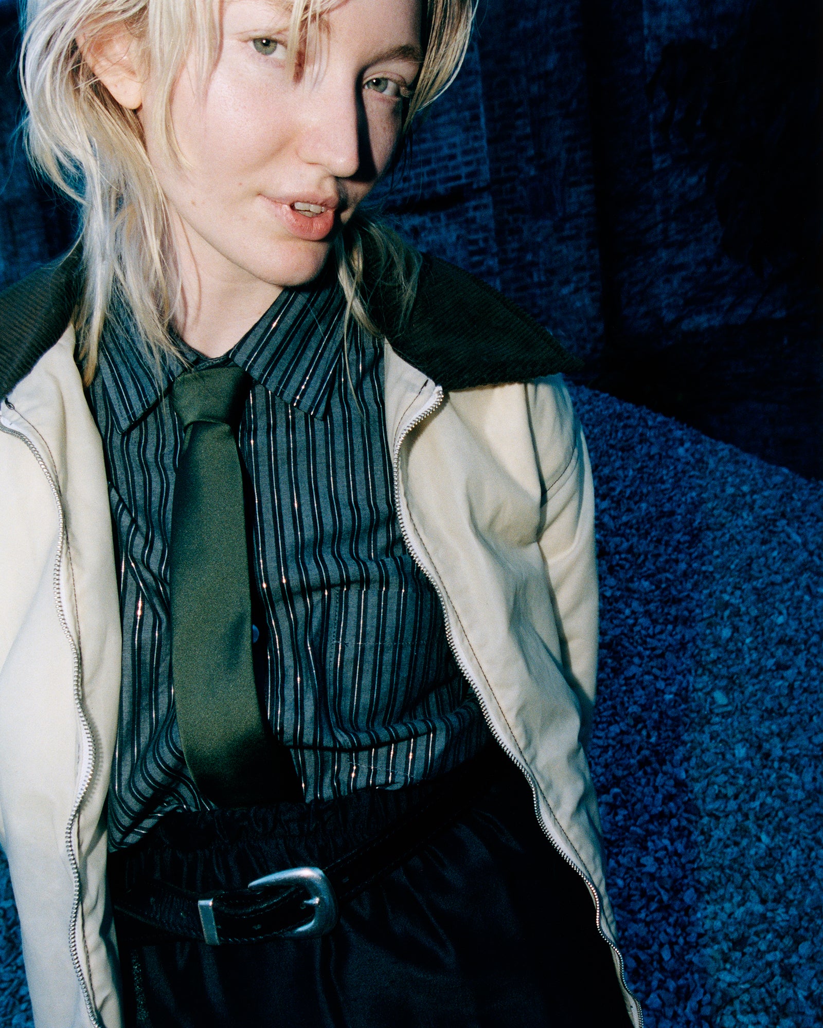 Zip Front Jacket: Waxed Cotton, Bone