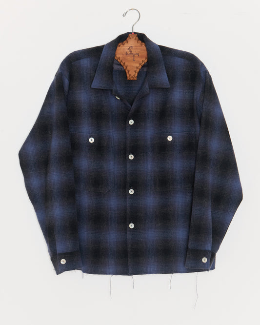 Raw Hem Overshirt: Wool Shadow Plaid