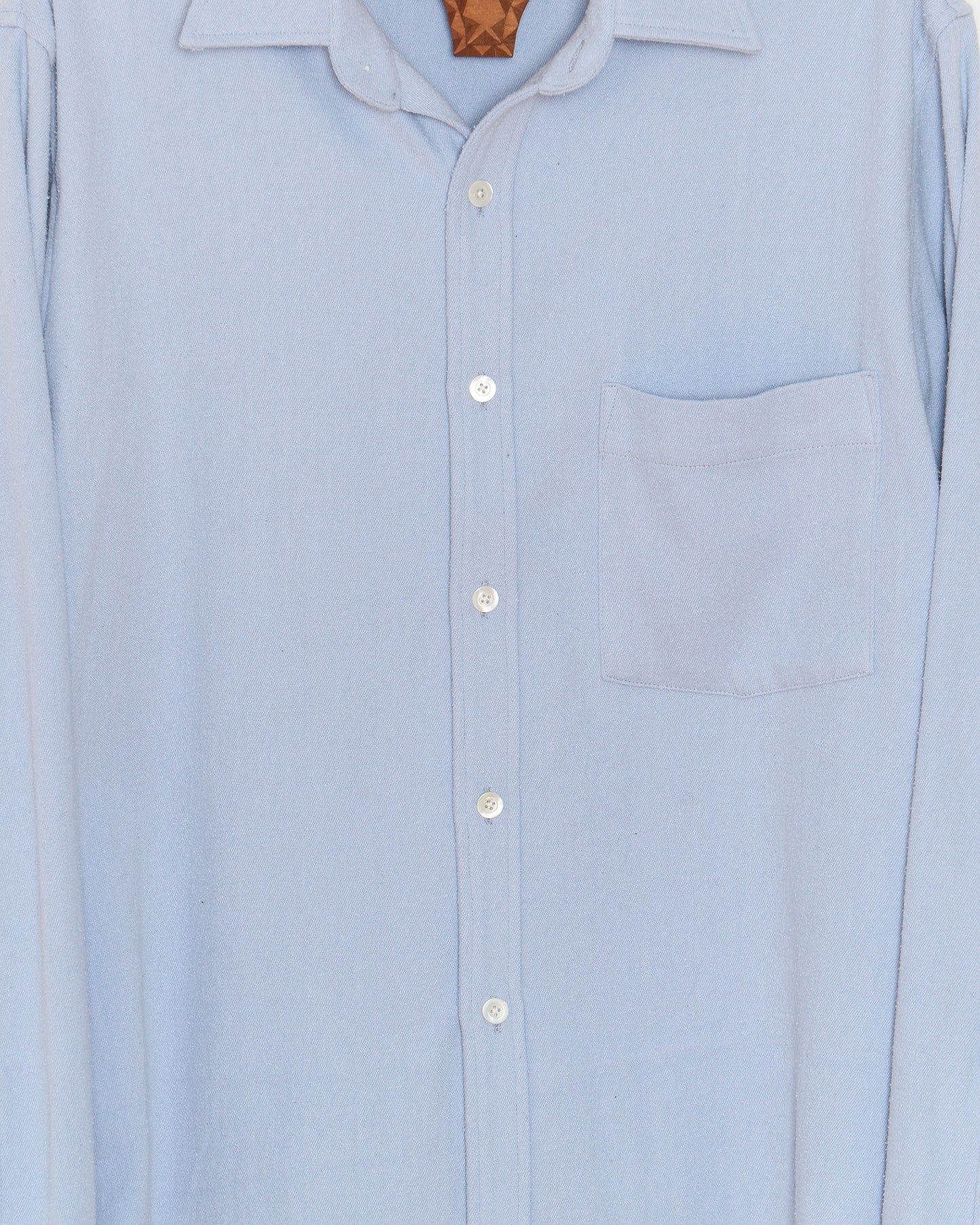 Curve Hem Dress Shirt: Powder Blue Raw Silk