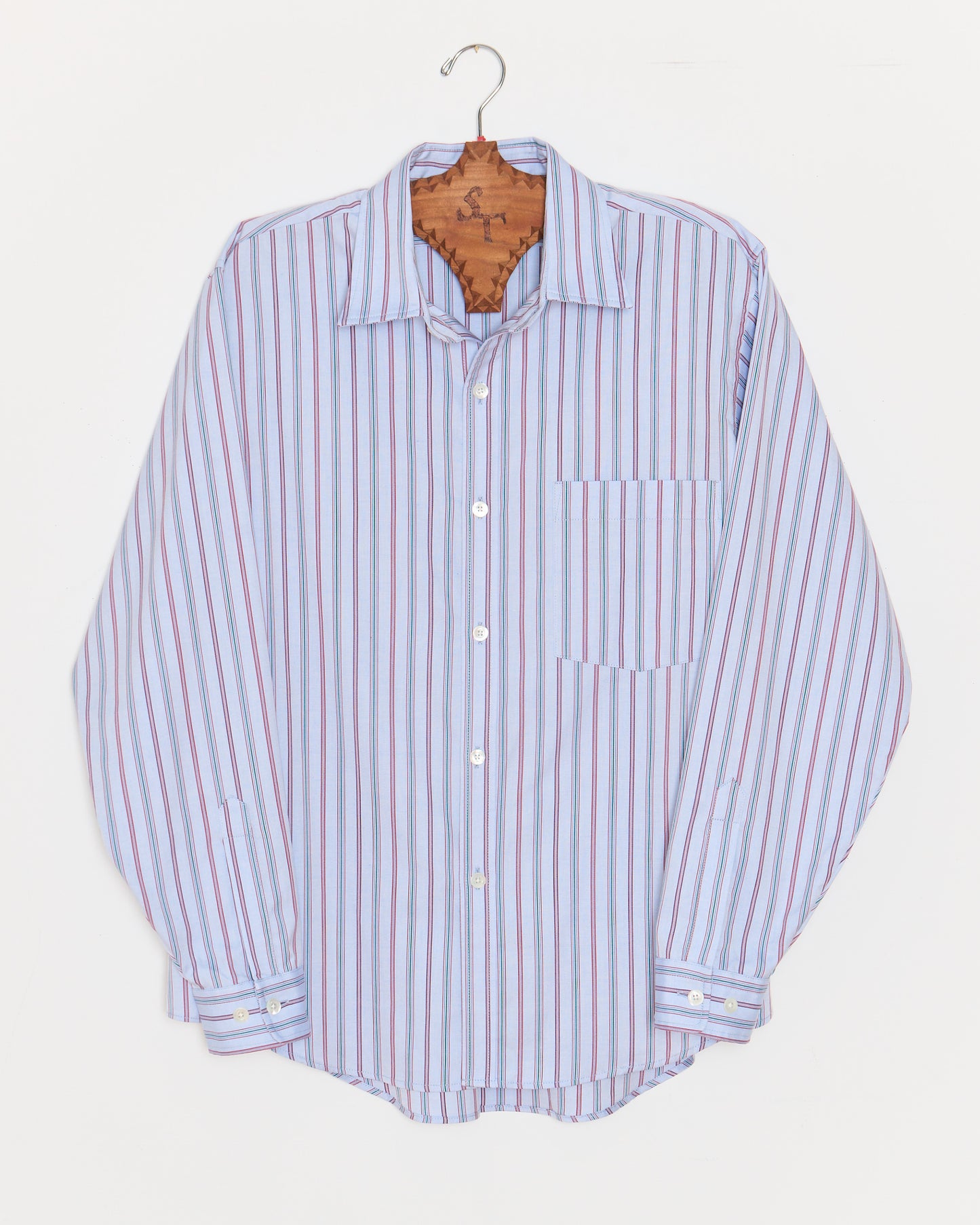 Curve Hem Dress Shirt: Lavender Multi Stripe