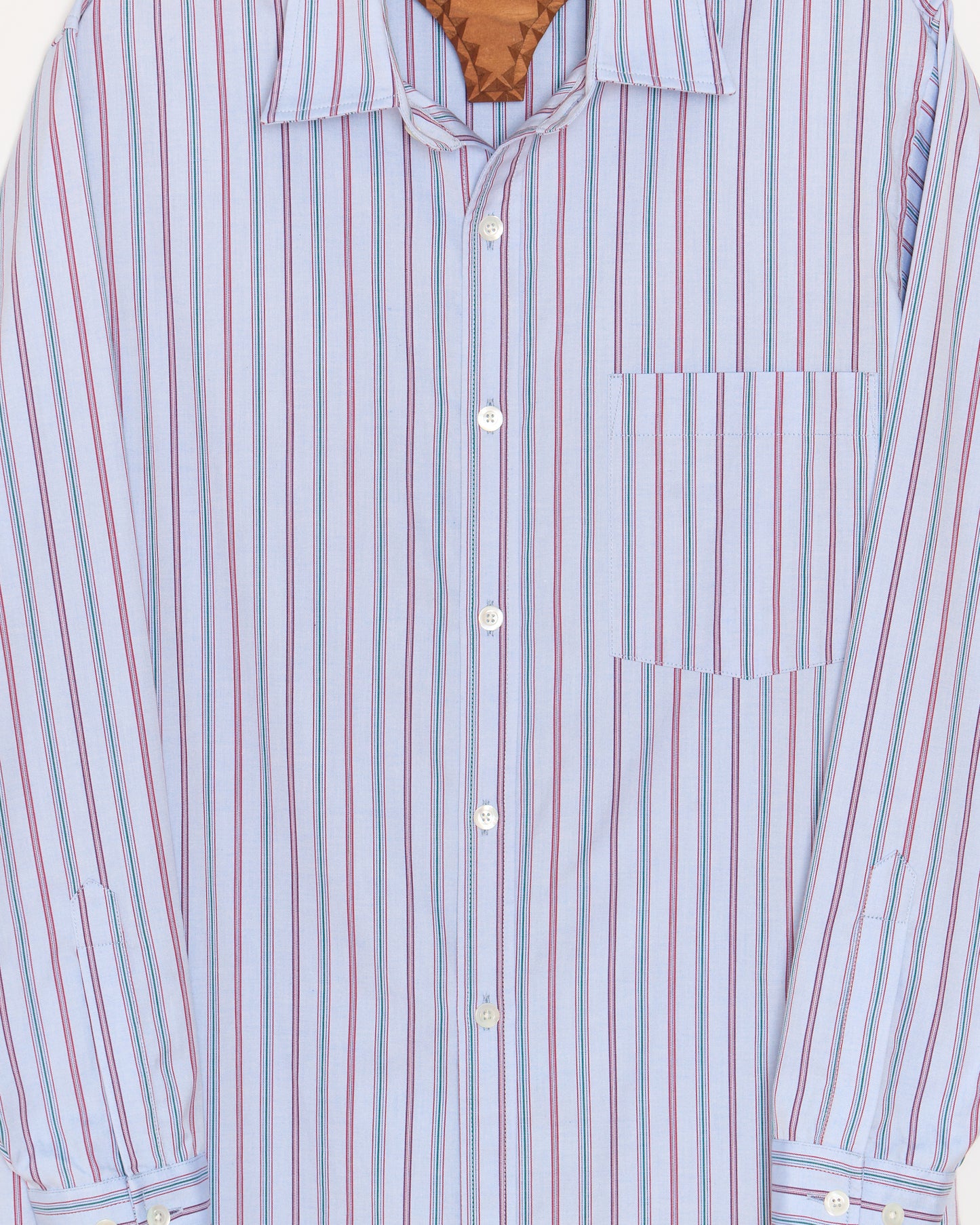 Curve Hem Dress Shirt: Lavender Multi Stripe