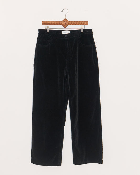 Jean Cut Trouser: Raw Edge Black Velvet