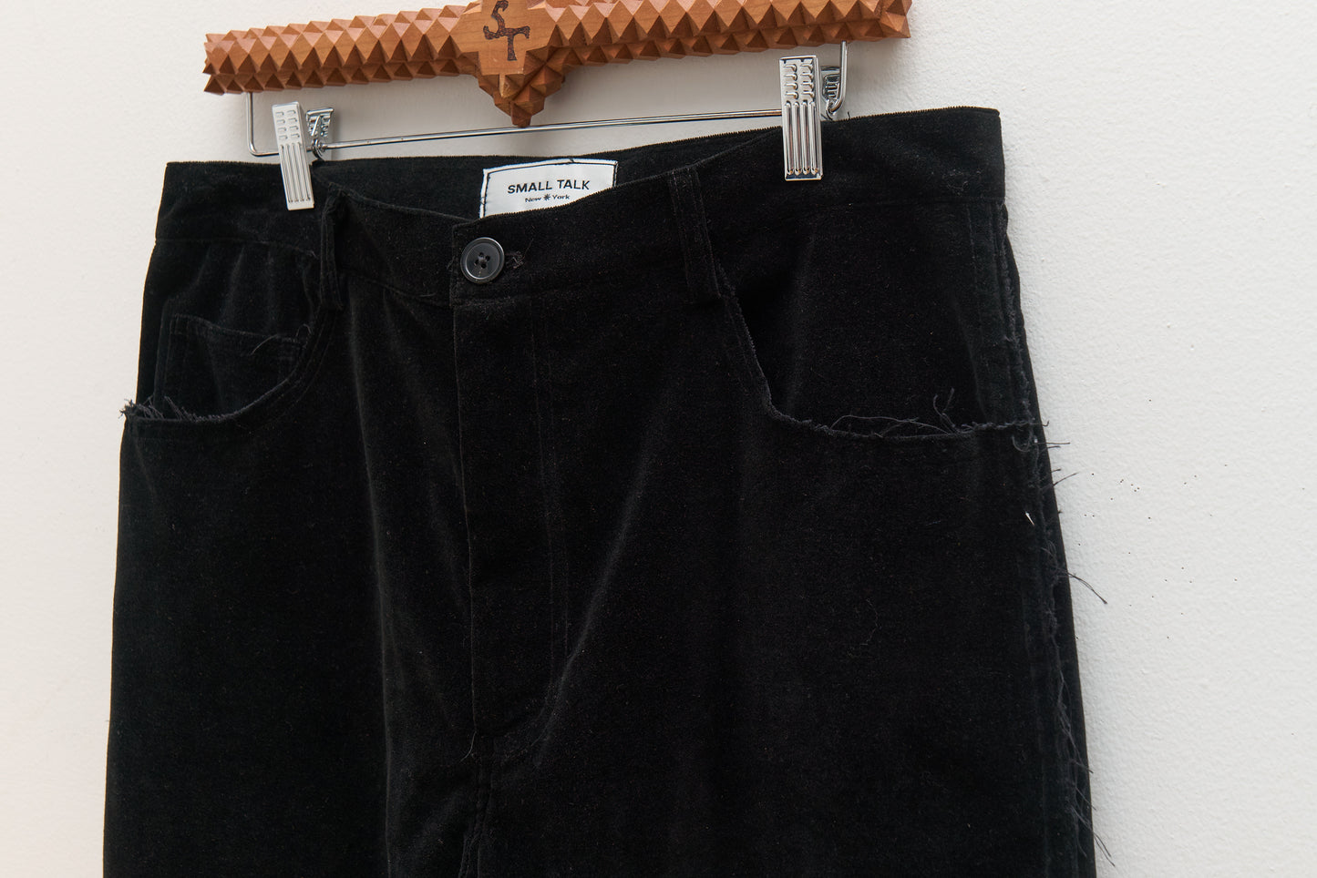 Jean Cut Trouser: Raw Edge Black Velvet