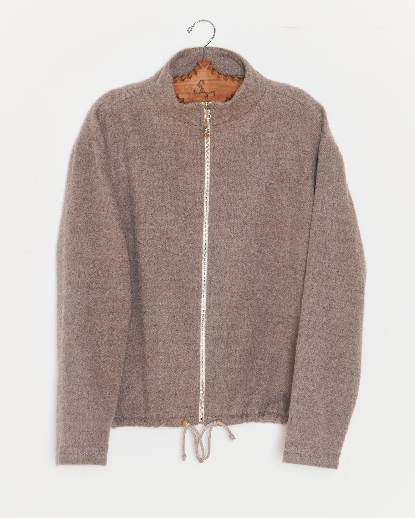 Full Zip Wool Fleece: Beige