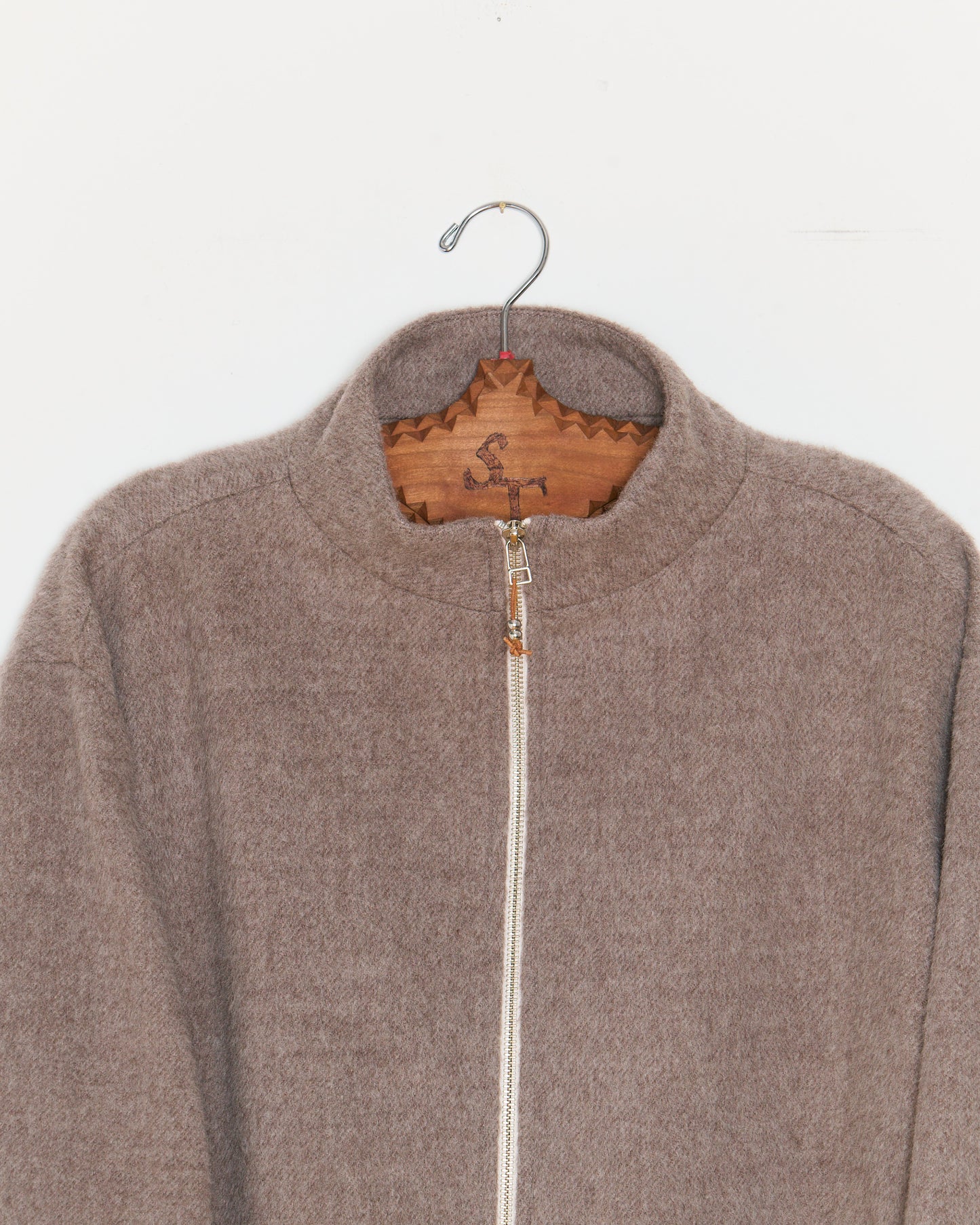 Full Zip Wool Fleece: Beige