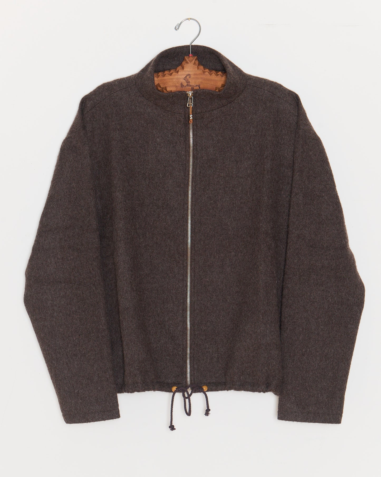 Full Zip Wool Fleece: Dark Brown