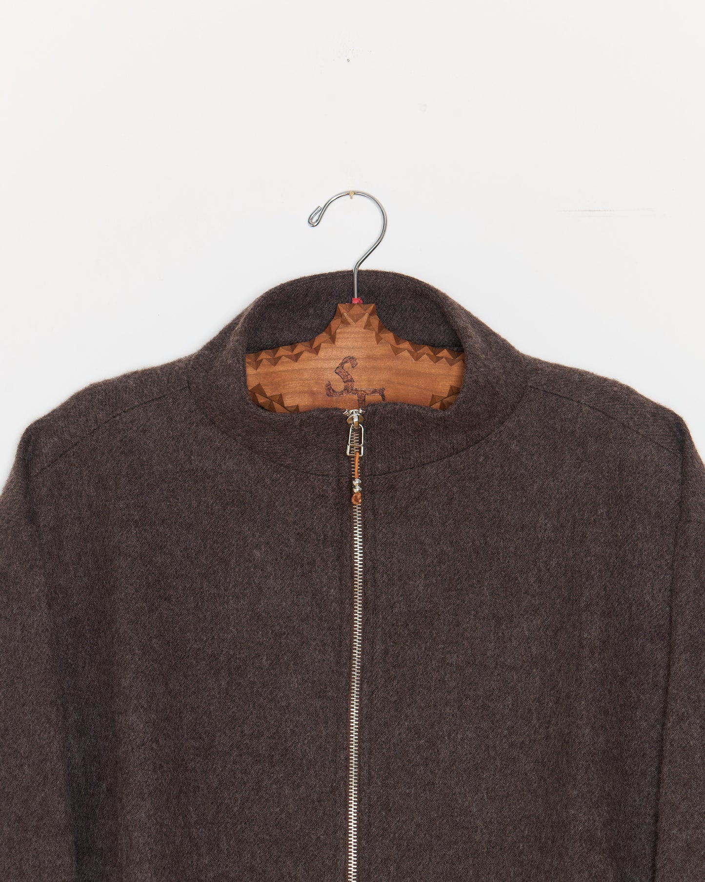 Full Zip Wool Fleece: Dark Brown