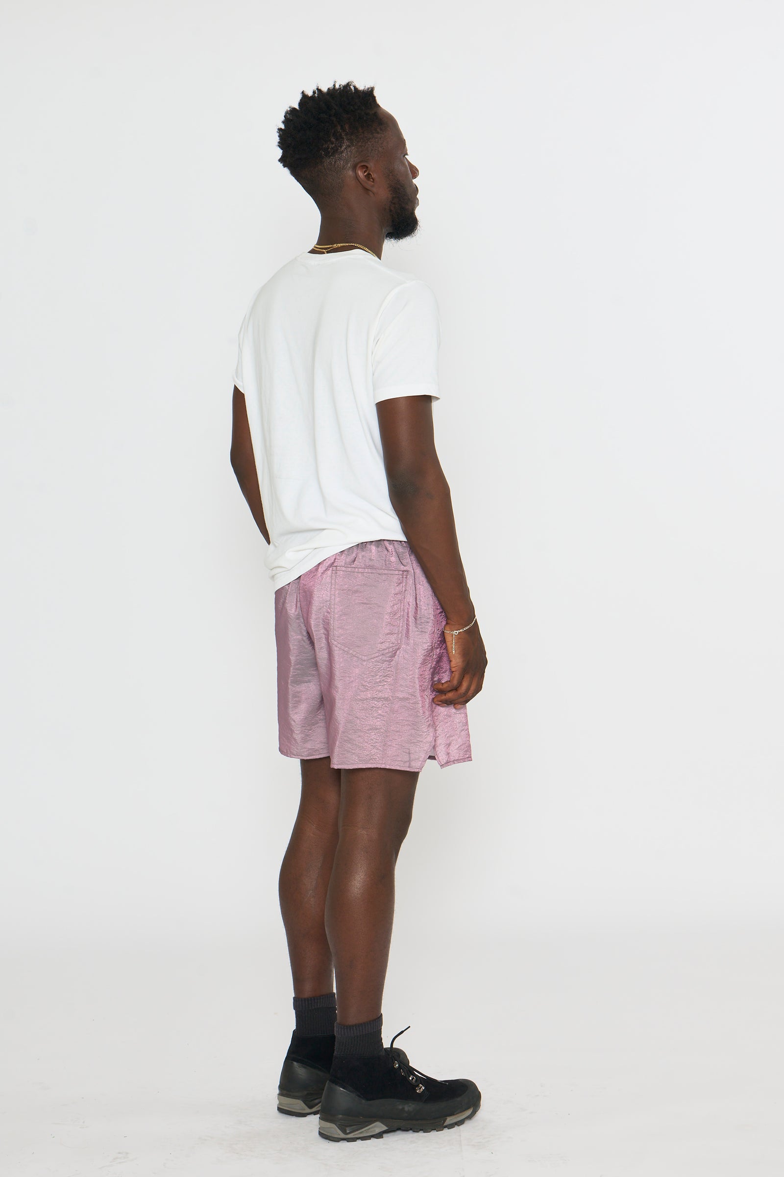 Drawstring Short: Iridescent Purple Nylon