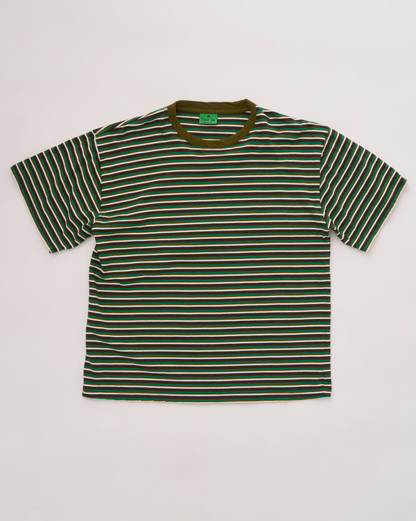 S/S T-shirt: 70s Stripe, Green/Brown