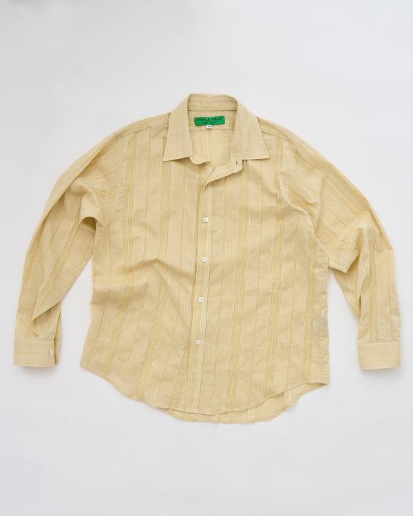 Curve Hem Dress Shirt: Pale Green Dobby Stripe