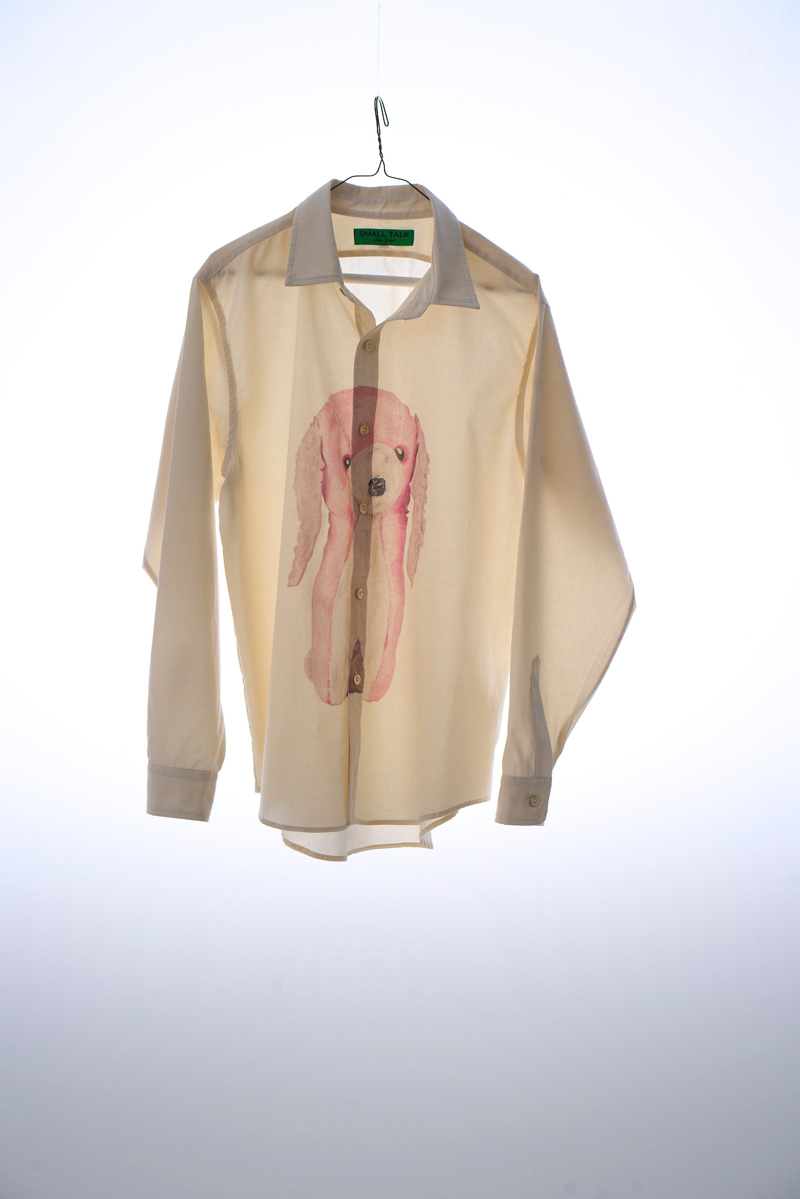 Curve Hem Dress Shirt: Stuffed Animal Print, Pink Dog