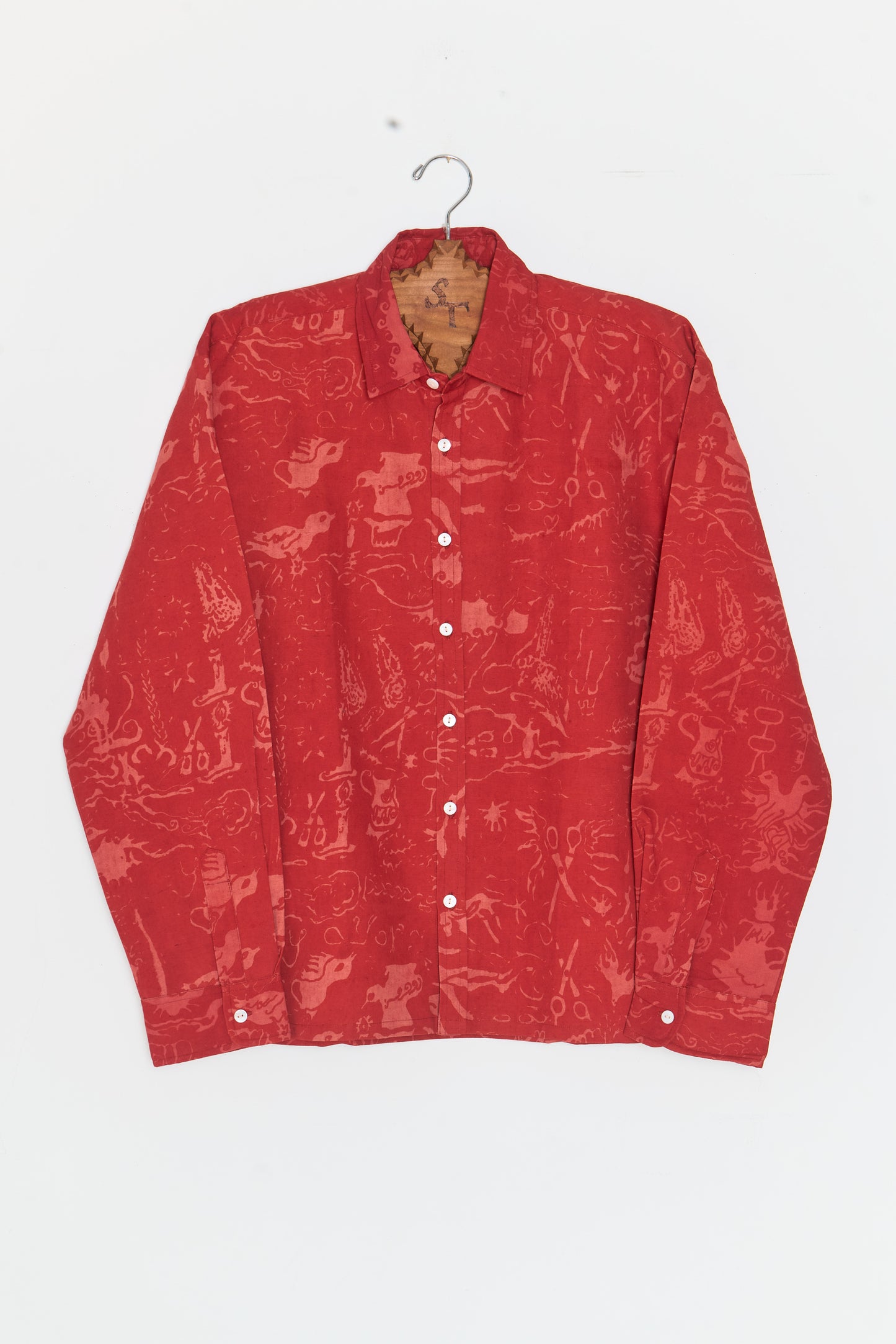 Straight Hem Dress Shirt: Yona Kohen Batik Print