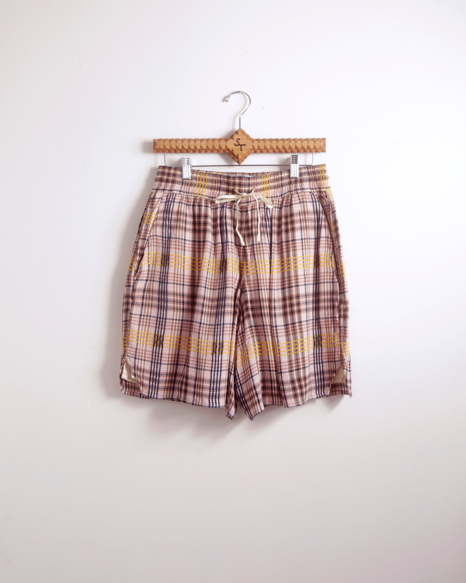 Pink Plaid Dobby Drawstring Short