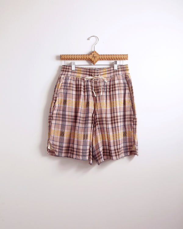 Pink Plaid Dobby Drawstring Short
