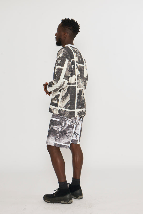 5 Pocket Jean Short: Auto Print Canvas