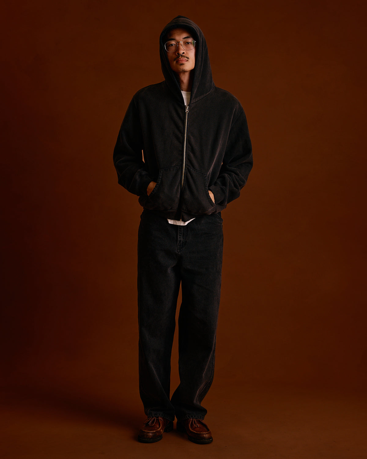 ST&Co Sun Faded Zip Hoodie: Washed Black