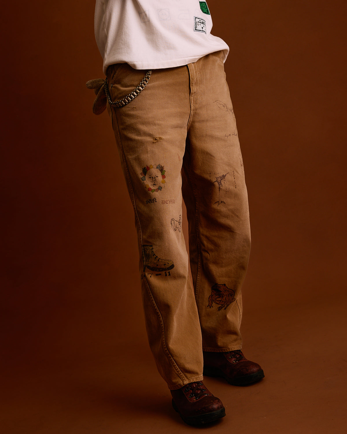 Twist Jeans: Hand Illustrated Washed Brown