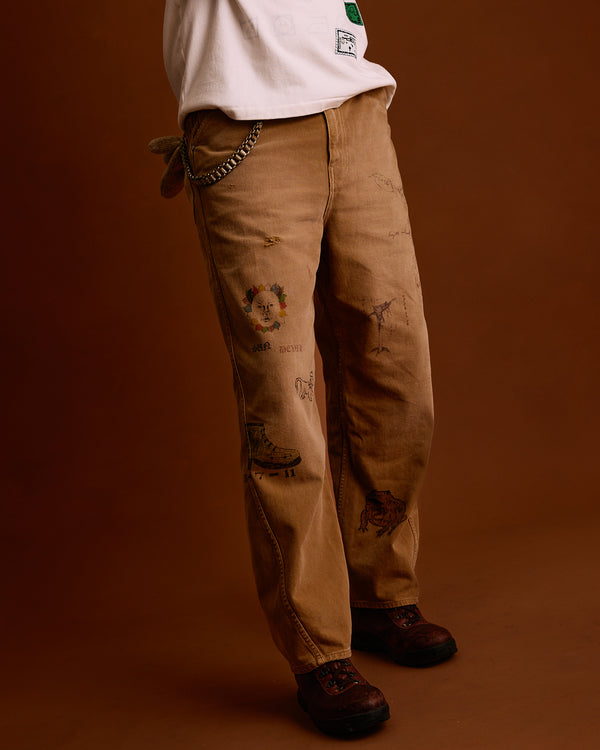 Twist Jeans: Hand Illustrated Washed Brown