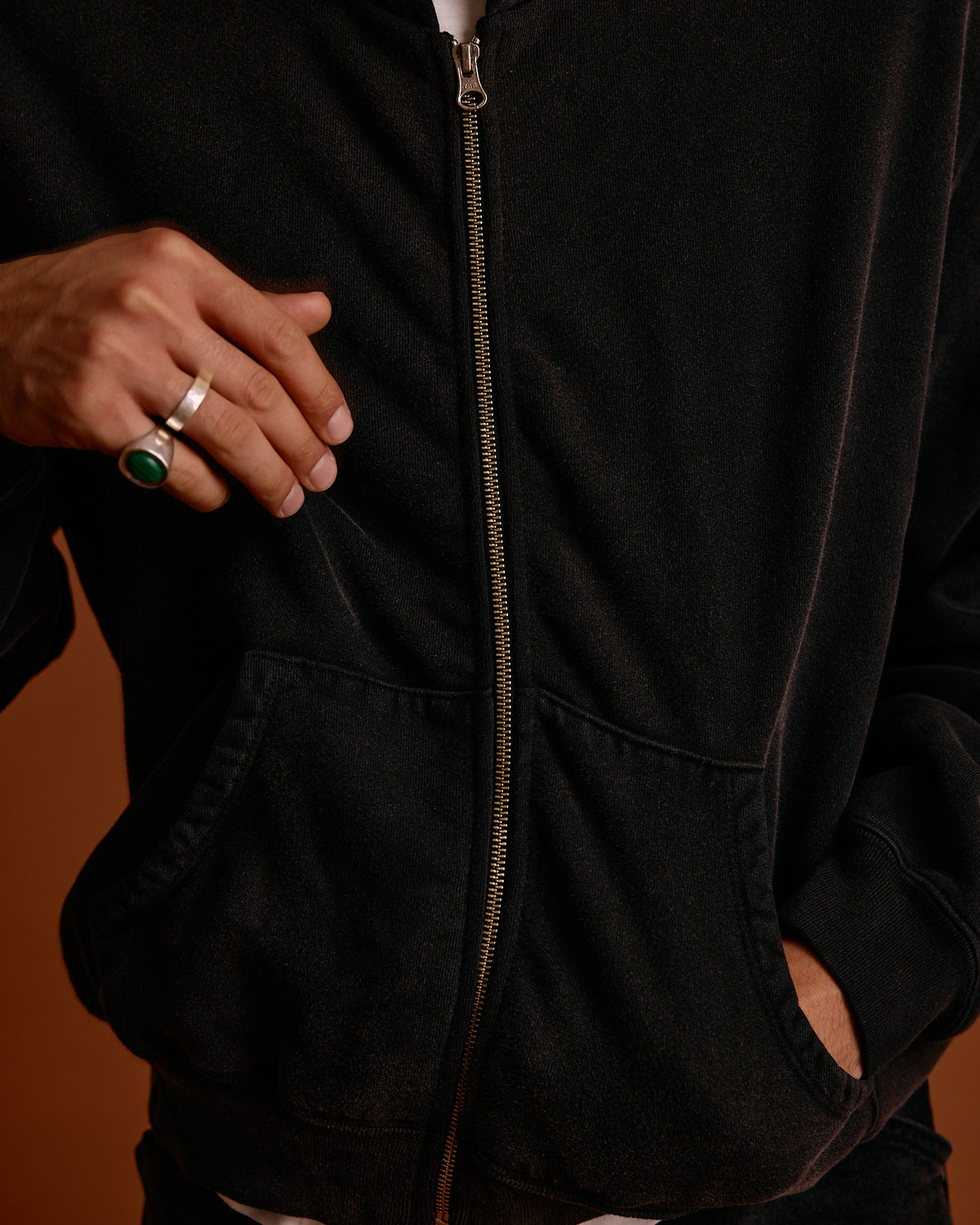 ST&Co Sun Faded Zip Hoodie: Washed Black