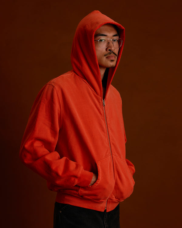 ST&Co Sun Faded Zip Hoodie: Washed Red