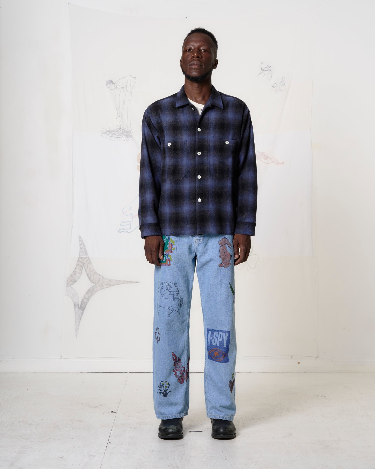 Raw Hem Overshirt: Wool Shadow Plaid