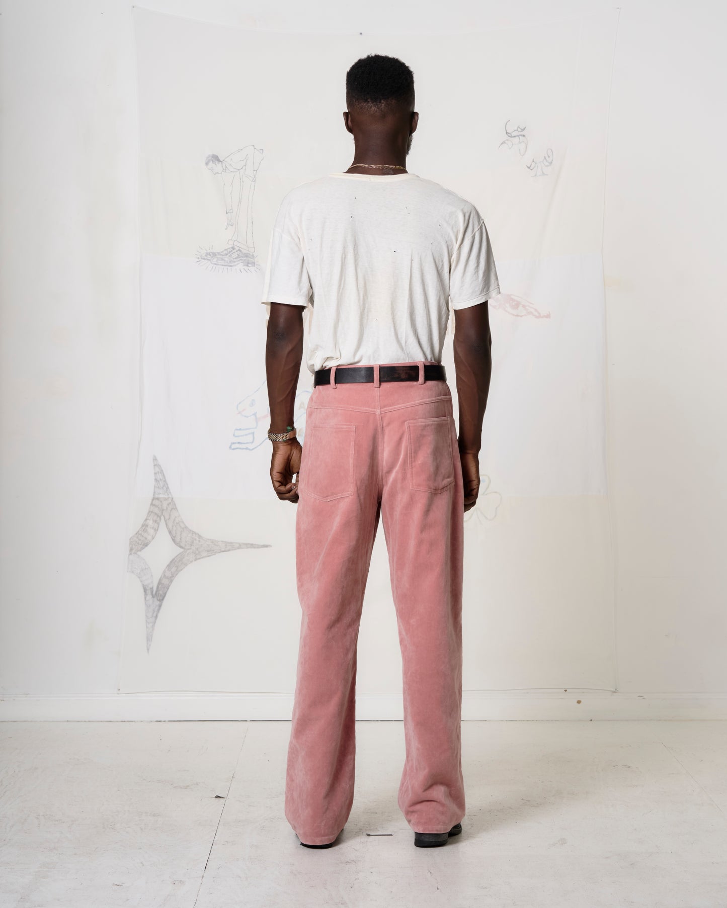 Jean Cut Trouser: Dusty Pink Velvet